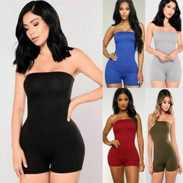 Women's Jumpsuits & Rompers 2021 Sexy Women Off Shoulder Jumpsuit Romper Sleeveless Short Bodycon Strap Bodysuit Clubwear