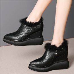 2020 Tennis Shoes Women Genuine Leather Platform Wedges High Heel Party Pumps Female Fashion Sneakers Punk Trainers Casual Shoes1