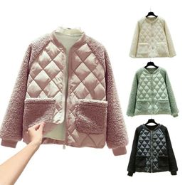Women's Jackets Ladies Coat Women Jacket Cotton Padded Faux Cashmere Patchwork Autumn Winter Thick All Match Quilted For Daily Wear
