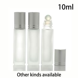 Frost 10ml Glass Roll on Bottle Cosmetic Perfume Lip Balm Container Essence Oil Massage Roller Bottles Free Shipping