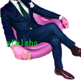 Popular Two Buttons Groomsmen Notch Lapel Groom Tuxedos Men Suits Wedding/Prom Best Man Blazer ( Jacket+Pantst+Tie) Y188