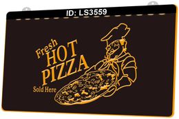 LS3559 Fresh Pizza 3D Engraving LED Light Sign Wholesale Retail