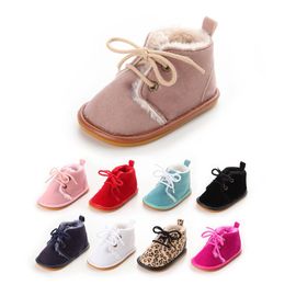 Fashion Designed Pure Colour Infant Baby Keep Warm Wool Winter Snow Boots Crib Shoes with Anti-slip Rubber Sole Bottes LJ201104