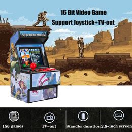 Gamepad Portátil Retro Mini Arcade Máquina de Jogos Máquina de Jogador de Jogador 16 Bit 166 Built-in 156 TV clássico Saída com tela de 2,8 