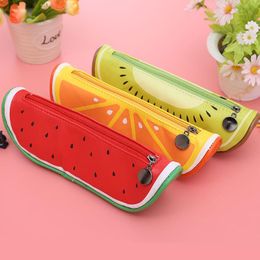 2021 Fruit style cute school pencil case for girls Novelty Leather pencil bag kawaii Stationery office school supplies