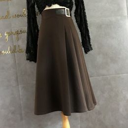 female winter pure color show in the thin section of tall waist skirt work professionalism in the skirt of black a word Y1214