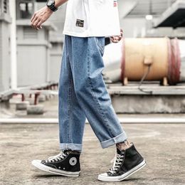 new fashion men's jeans brand hip hop autumn torn men's solid cotton straight tube loose vintage washed jeans streetwear 201116