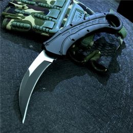 Sopravvivenza tattica di campeggio di primavera lame automatico karambit D2 Machete Blade, alluminio nera manici di coltelli Autodifesa