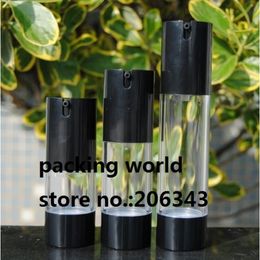 50ml airless bottle plastic black pump/bottom transparent body for lotion/emulsion/serum/foundation packing