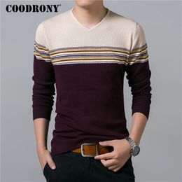 COODRONY Mens Sweaters Autumn Winter Thick Warm Sweater Men Casual V-neck Pull Homme Knitwear Cotton Wool Pullover Men 8169 201203