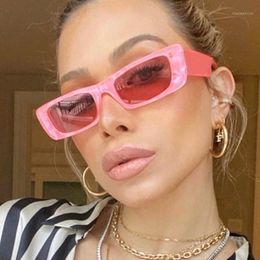 Sunglasses Vintage Small Pink Shades For Women Square 2021 Luxury Designer Rectangle Sun Glasses Female Nude Eyewear UV4001