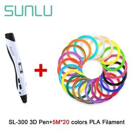SUNLU Best sl-300 3d support ABS and PLA filament diy drawing lcd display printing pen with 5V 2A adapter 201214
