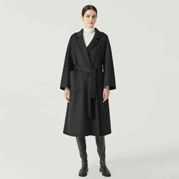 Water Ripple MAX 2022 new trendy brand Mara women's coat Bathrobe Crosses Belt Women Double-sided Tweed Coat US SIZE