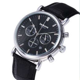 Cheap Mens Full Functional Watches Genuine Leather Strap Quartz Calendar Cool Wristwatches Fashion Business Luxury Men Watch Women Wholesale
