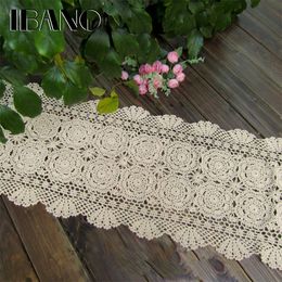 IBANO Handmade Cotton Crocheted Tablecloth Lace Doilies Flower Table Runner For Home Coffee Shop Table Decoration 1PCS/lot Y200421