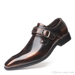 Classic Formal Shoes Casual Dress Shoes Men's Double Monk Strap Buckle Leather Oxford Pointed Toe Oxford Shoes Big Size