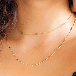 Choker Pendant Necklace for Women Bohemian Multi Layer Bead Chain Necklace Female 3 Layer Simple Beach Girl Collar Tiny Jewelry Wholesale