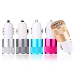 Universal 2.1A Metal Dual USB Car Charger Port DV 12V Adapter For Android Phone DHL Free