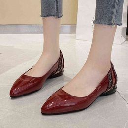 Plus Size 41 Ol Office Lady Women Flats Pointed Toe Boat Back Bling Ladies Low Heels Dress Shoes Autumn 8635N 220309