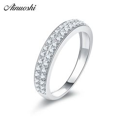 AINUOSHI Classic 925 Sterling Silver Wedding Rings Engagement Anniversary Lady Rings Birthday Party Silver Princess Jewellery Gift Y200106