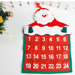 Merry Christmas Xmas flags Calendar Decorations Santa Claus Calendar Advent Countdown Ornament Hanging Banner Pendant Decor#w