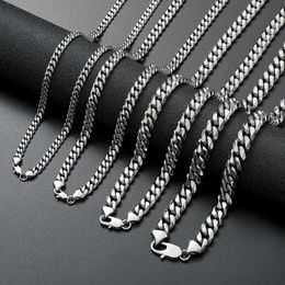 16-30inch Stainless Steel Men Women High Polished Jewellery Hip Hop Cuban Link Chain Necklace Bracelets Chokers Curb Chains 6MM/8MM/10MM/12MM