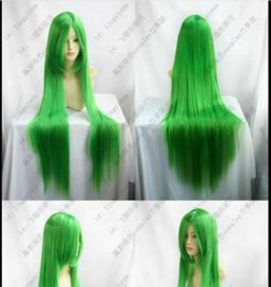 COS WIGS Long Cosplay Grass Green Straight Wig 100CM