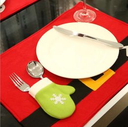 Christmas Table Tableware Mats cutlery bag sets Santa Claus Gift Socks Xmas Dinner Tables Decor WY940 ZWL