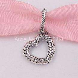 Andy Jewel Authentic 925 Sterling Silver Beads Pandora Snake Chain Pattern Open Heart Pendant Charms Fits European Pandora Style Jewellery Bracelets & Ne