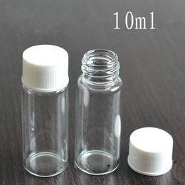10ml glass vials with black or white screw top, mini tubular glass bottle for liquid use Reagent bottles