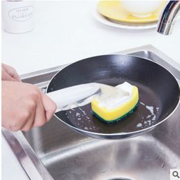 Dish Washing Tool Soap Dispenser Handle Refillable Bowls Pans Cups Cleaning Sponge Brush for Kitchen Clean Tools WVT0338