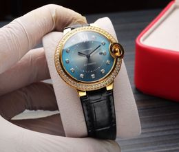 Famous Brand Automatic Mechanical watches Women Minimalism Roman Number Wrist watch gradient blue clock leather Strap 36mm