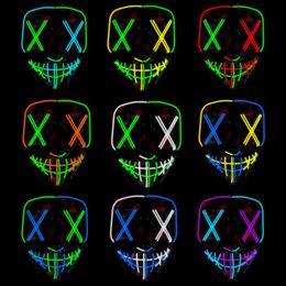 Costume Accessories Glow In Dark Scary Halloween Mask Anonymous Costume Mask Vendetta LED Mask Glowing DJ Party Light Props Halloween Suppli