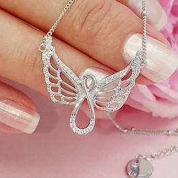 Angel Wing Pendant Necklace Women Stainless Steel Bird Jewellery First Communion Gift Statement Chocker Drop Shipping