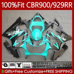 OEM Fairings For HONDA CBR900 CBR929 RR 900CC Cyan black 929CC 2000 2001 Body 68No.107 CBR 929RR 900RR 900 929 RR CC CBR929RR 00 01 CBR900RR 00-01 Injection Bodywork