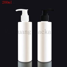 40pcs 200ml white cosmetic PET bottles,empty shampoo lotion pump container plastic packaging with dispenser,shower gel
