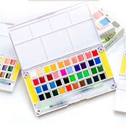 Superior 12/18/24/30/36/40/48Color Solid Watercolour Paint Set for Artist Drawing Painting Watercolour Pigment Art Supplies 201226