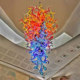 Modern Hand Blown Glass Chandeliers Excellent Living Room Staircase Lights Multicolor 24 by 52 Inch Led Pendant Lighting for Home Decoration