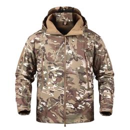 Mege Brand Camouflage Military Men Hooded Jacket, Sharkskin Softshell US Army Tactical Coat, Multicamo, Woodland, A-TACS, AT-FG 201120