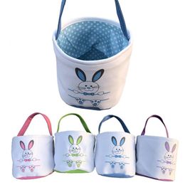 2021 4 color Easter Rabbit Basket Easter Bunny Bags Rabbitprinted Canvas Tote Bag colors egg Basket Candies Gift handbag T9I001061