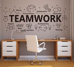Large Teamwork Office Wall Decal Inspirational Quote Teamwork Cooperation Plan Vinyl Wall Sticker For Office Decoration Z819 201130