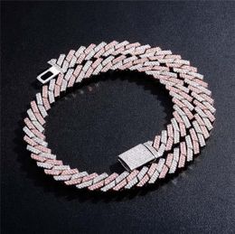 14mm 18/22inch Gold Plated Bling Ice Out CZ Miami Cuban Chain Necklace for Men Women Hot Gift