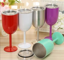 10oz goblet cup wine glass stainless steel wine tumbler insulated vacuum with slide seal lids cocktail champagne