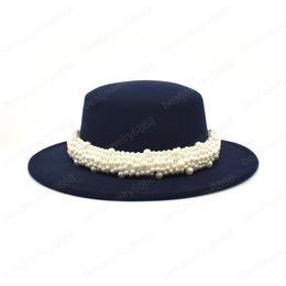 New Women Fedoras Hat Autumn Winter Wool Bowler Hats Girl Vintage Wide Brim Felt Jazz Hat Female Black Hat