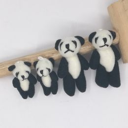 #Black 4cm(1.6") 6CM(2.4") Mini Stuffed Jointed Bare Panda Doll Plush Toys Gift Flower Packing Pendant Teddy Bear