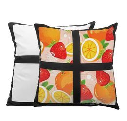 10pcs Winter Pillow case Sublimation Double Sides 4 panel Blank Peach skin velvet heat transfer cushion cover 40*40cm