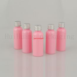 100pcs 50ml Aluminium Cap Plastic Screw Lotion Emulsion pink Bottles Makeup Water Empty Refillable Bottlebest qualtity