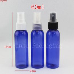 60ml X 50 empty blue plastic spray bottle with pump 60cc small travel cosmetic packaging fine Mist containergood qualtity