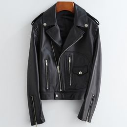 Nerazzurri Short red black faux leather jacket women long sleeve plus size leather biker jacket women Spring motorcycle jacket LJ201012 Nerazzurri Short red black faux leather jacket women long sleeve plus size leather biker jacket women Spring motorcycle jacket LJ201012
