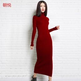 New Autumn Aand Winter Sexy Long Dress Soft Feminine Cashmere Sweater Female Turtleneck Knitted Pullovers 6Colors Jumpers 201125